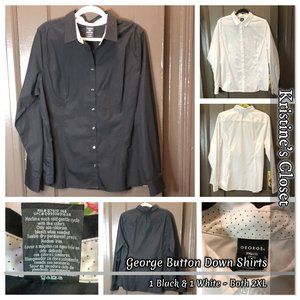 1 Black and 1 White Long Sleeve Button Down Shirts - Women's XXL
